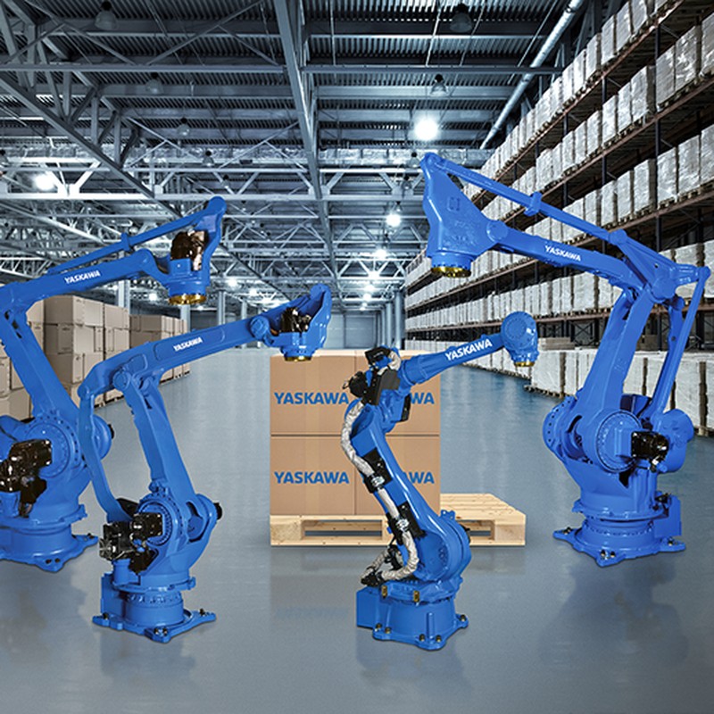 Food Building Material Automatic Palletizing Yaskawa MOTOMAN PL190 Custom Gripper