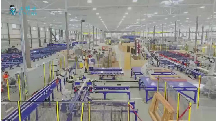 Robotic Processing Production Line for Wooden Houses